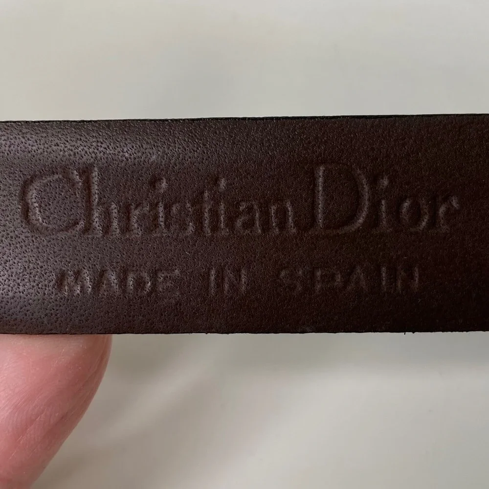 Christian Dior Mens Leather Belt Black Gold Buckle Made in Spain 38 95 218585 01